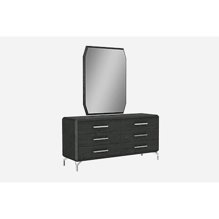 Whiteline Imports Whiteline DR1618-GRY Los Angeles High Gloss Dresser with Self Closing Runners, Grey - Large DR1618D-GRY